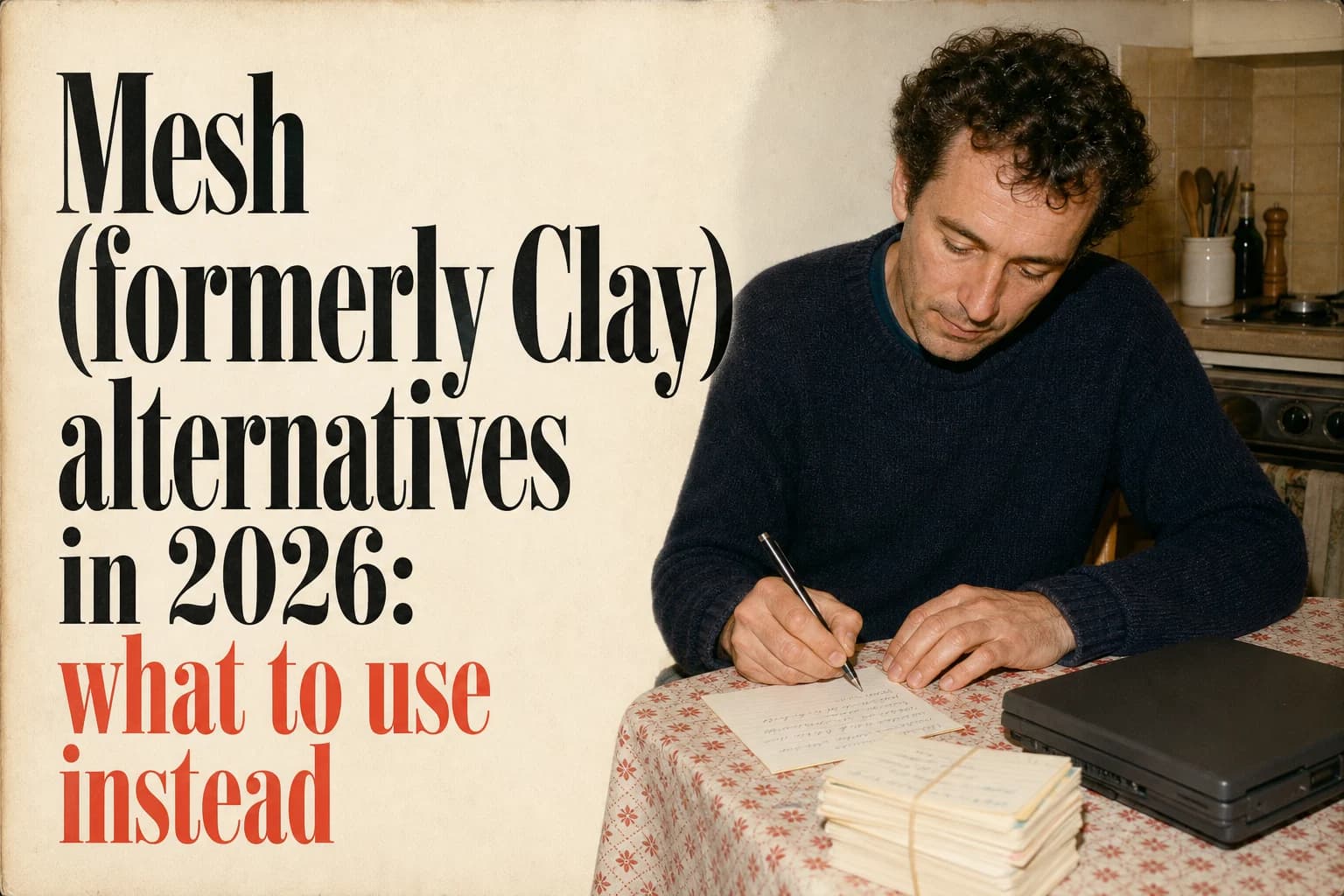 Mesh (formerly Clay) alternatives in 2026: what to use instead editorial poster Mesh (formerly Clay) alternatives in 2026: what to use instead. Companion editorial poster.